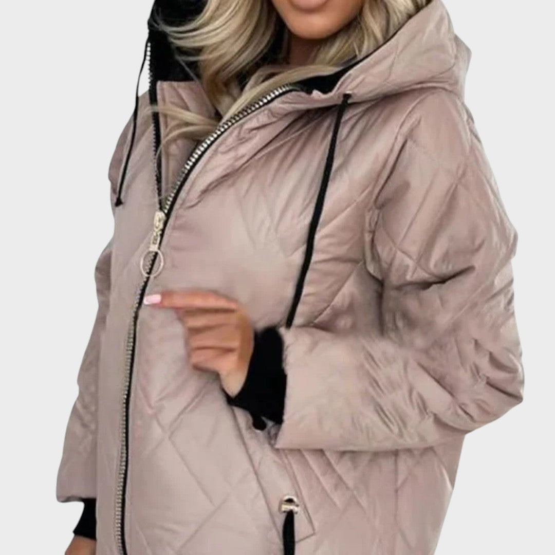 Marilyn - Quilted Hooded Zip Front Jacket