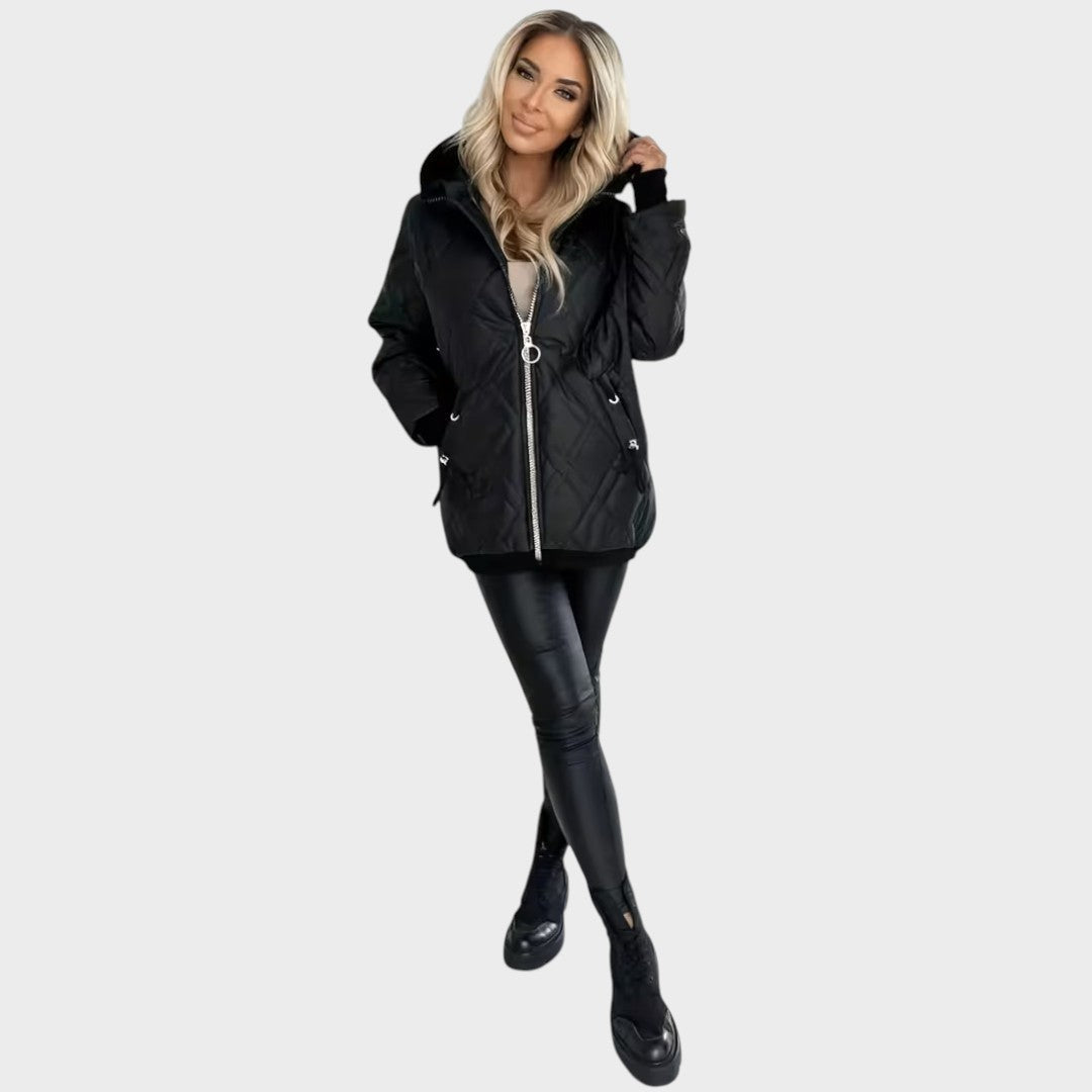 Marilyn - Quilted Hooded Zip Front Jacket