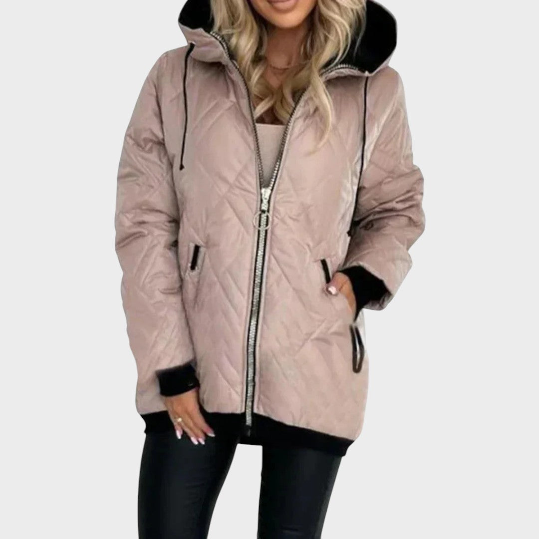 Marilyn - Quilted Hooded Zip Front Jacket