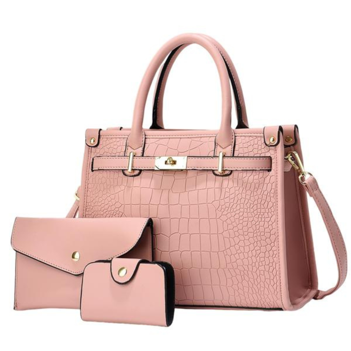 Anora │ Crocodile-Embossed Crossbody Handbag Set