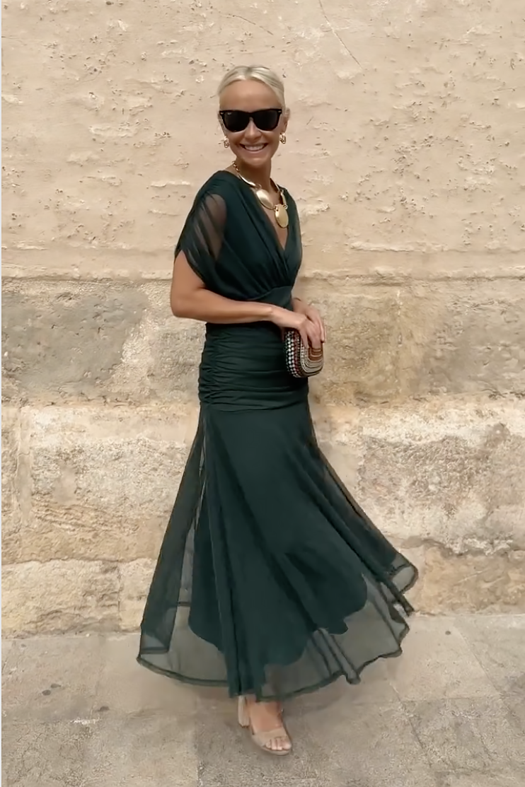 Elegant V-neck Fantasy Party Maxi Dress