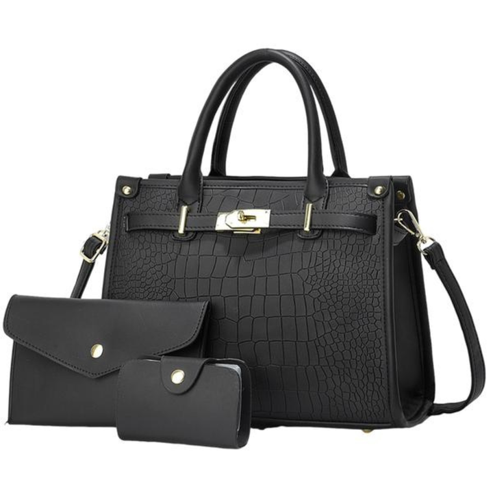 Anora │ Crocodile-Embossed Crossbody Handbag Set