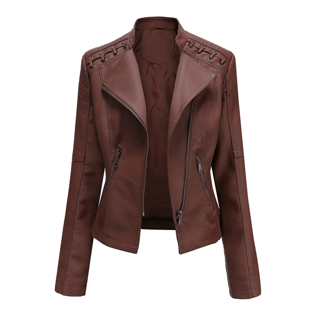 Marguerite™ | Women's Asymmetrical Grommet Moto Quilted Jacket