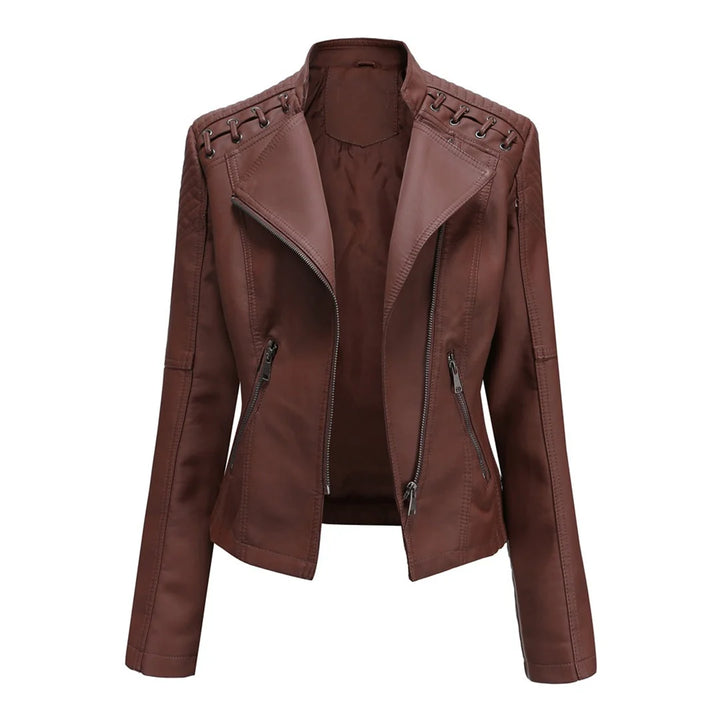 Marguerite™ | Women's Asymmetrical Grommet Moto Quilted Jacket