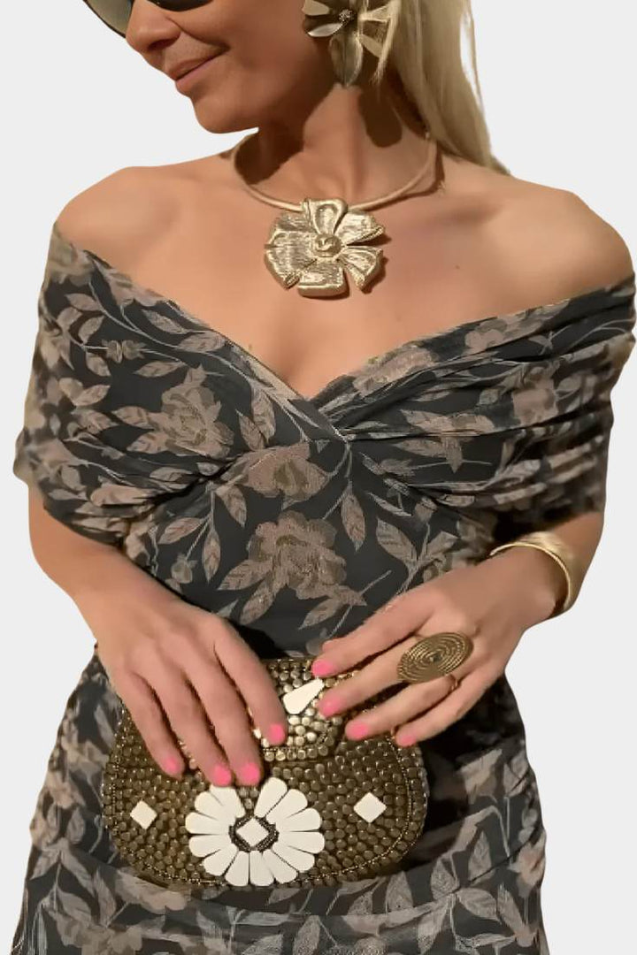 Ellison | Long Floral Dress with V-Neck