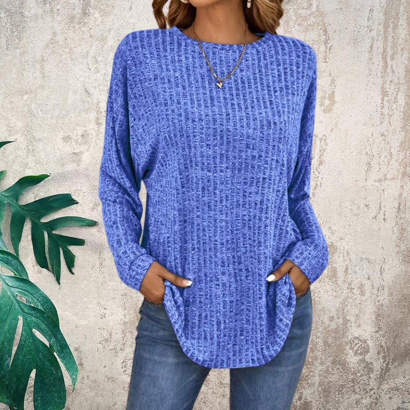 🌸Casual Long Sleeve Knit Sweater Soft Cotton Blend, Loose Fit & Multiple Colors!