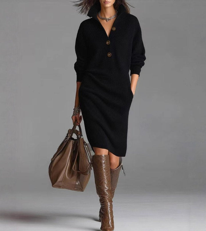 Snow | Elegant Winter Dress with Buttons