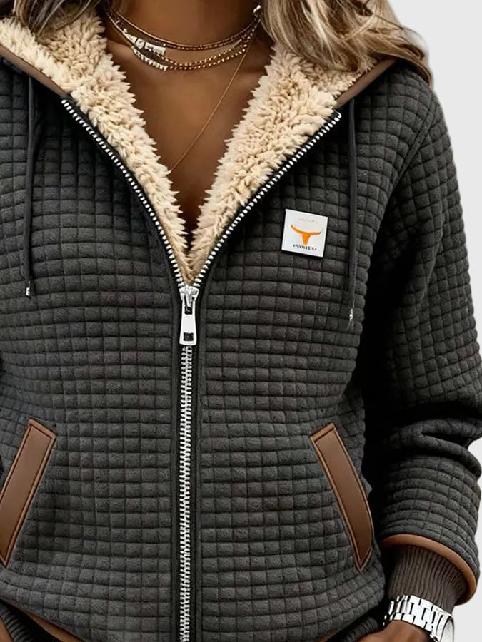 Silvana™ | Sherpa-Lined Quilted Zip-Up Hooded Jacket