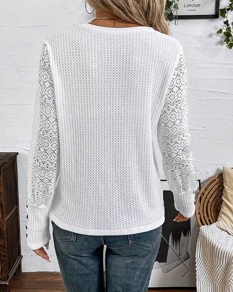 Lace Crochet Top Long Sleeves