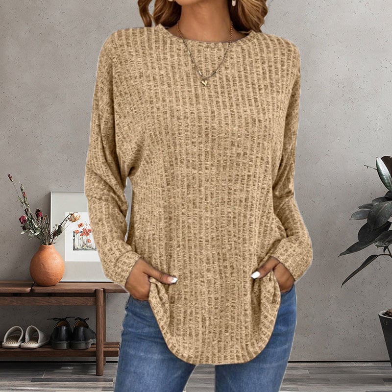 🌸Casual Long Sleeve Knit Sweater Soft Cotton Blend, Loose Fit & Multiple Colors!