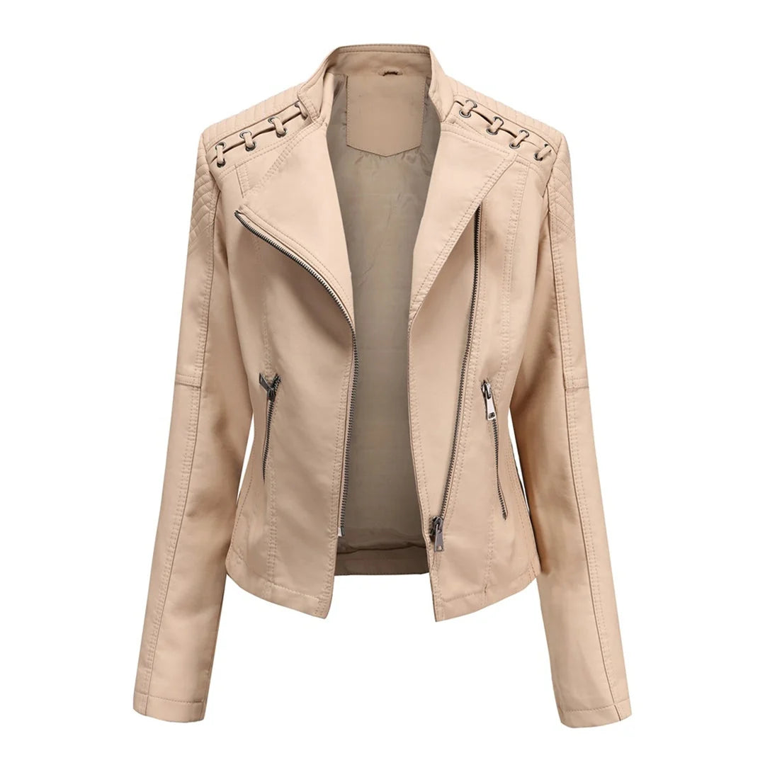 Marguerite™ | Women's Asymmetrical Grommet Moto Quilted Jacket
