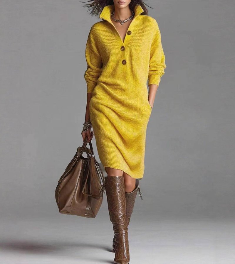 Snow | Elegant Winter Dress with Buttons