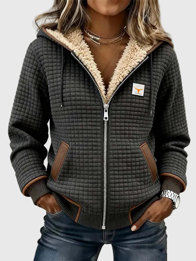 Silvana™ | Sherpa-Lined Quilted Zip-Up Hooded Jacket
