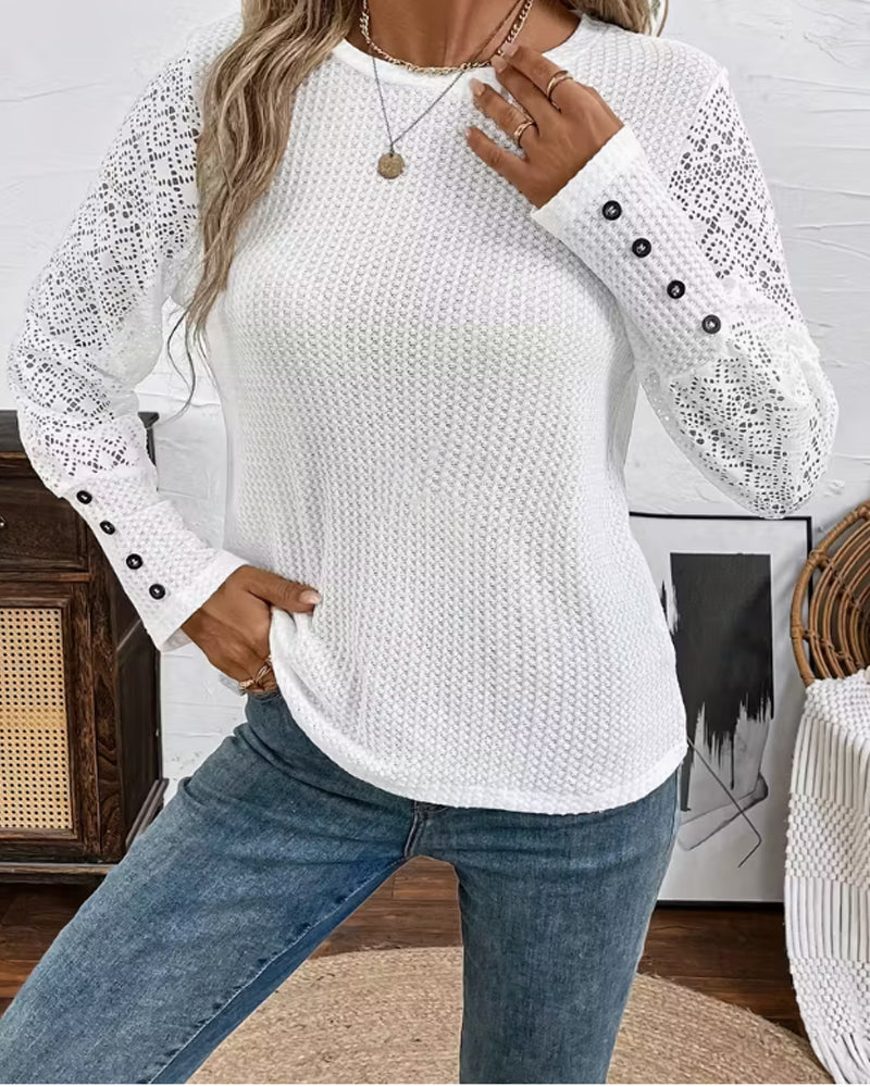 Lace Crochet Top Long Sleeves