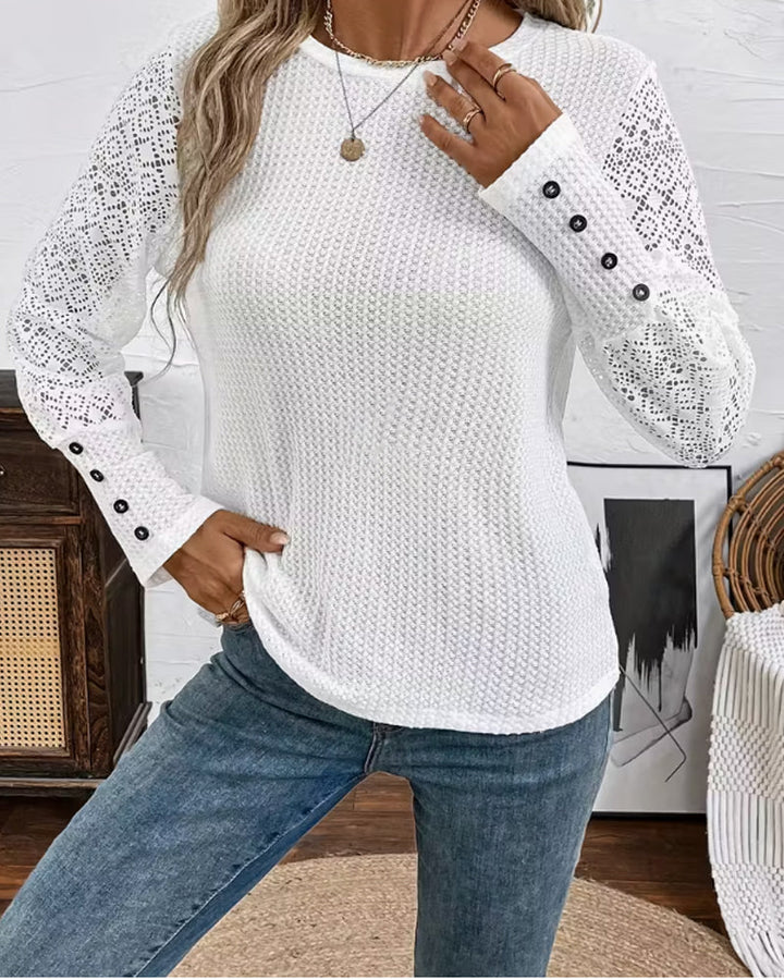 Lace Crochet Top Long Sleeves