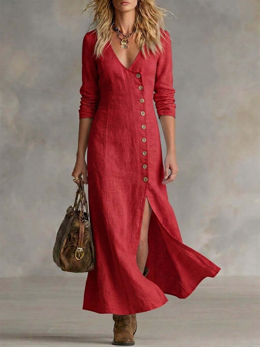 DORIS™ BUTTON-FRONT MAXI DRESS