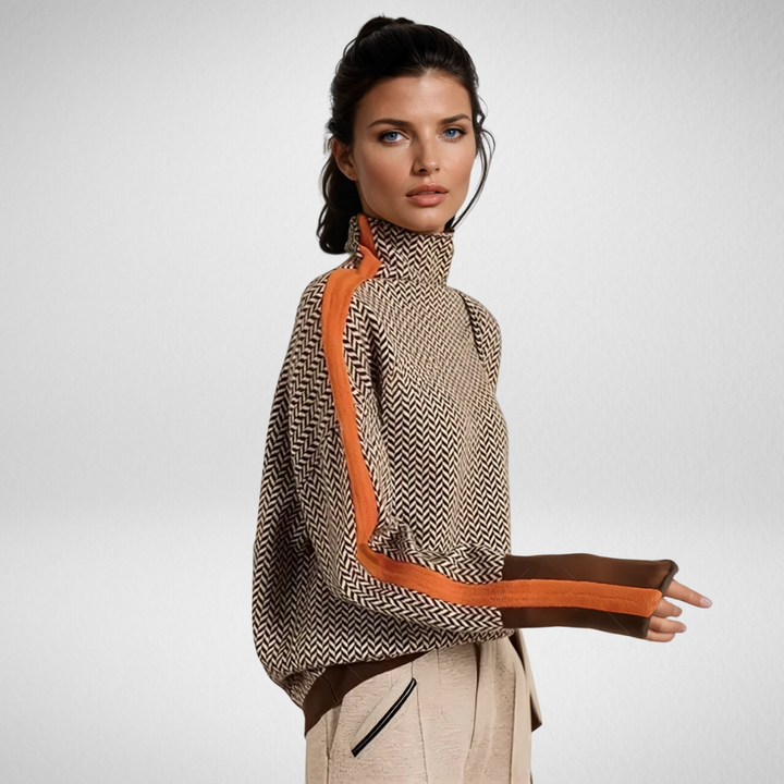 Carmen | Turtleneck Sweater with Contrasting Stripes