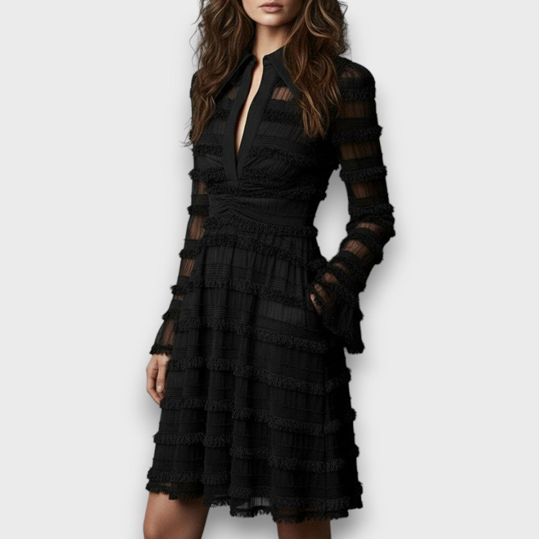 Paulina™ | Sheer Midi Dress with Fringes