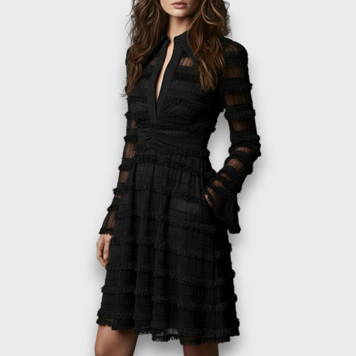 Paulina™ | Sheer Midi Dress with Fringes