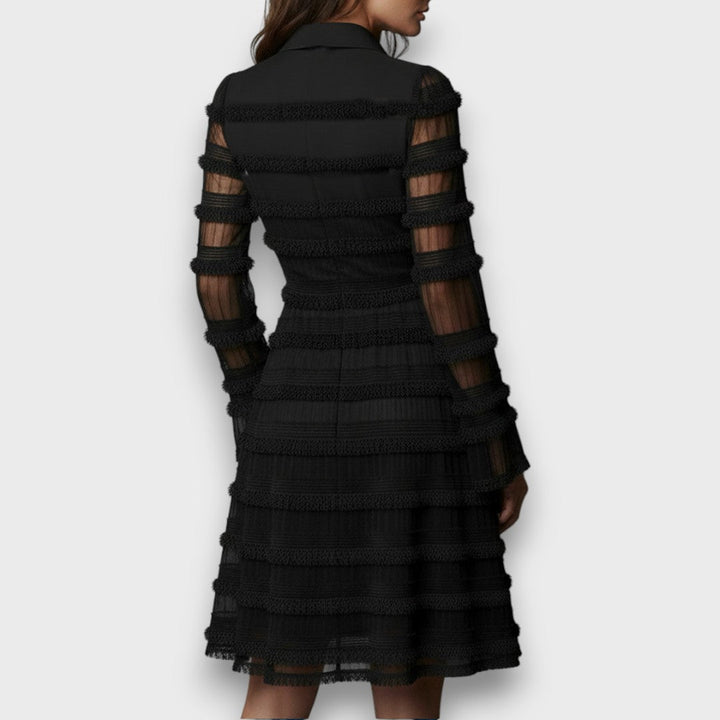 Paulina™ | Sheer Midi Dress with Fringes