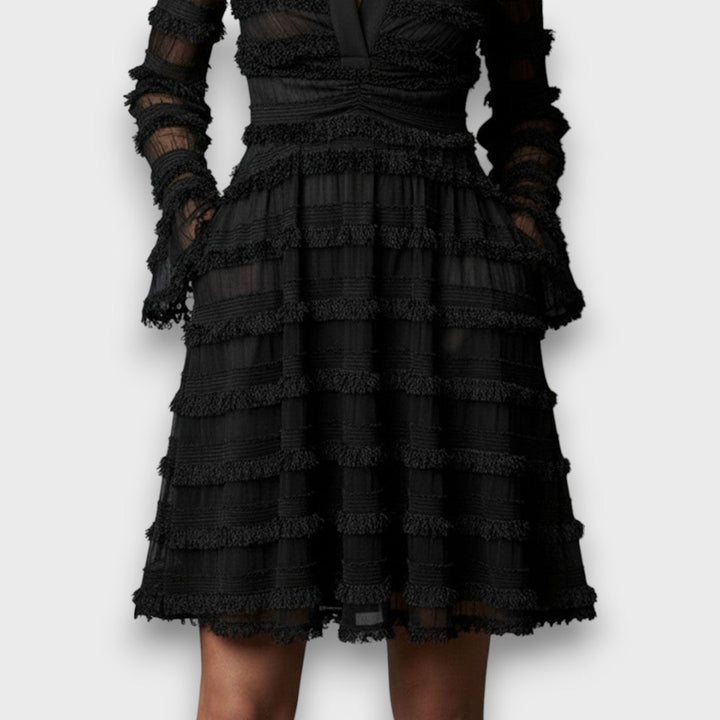 Paulina™ | Sheer Midi Dress with Fringes
