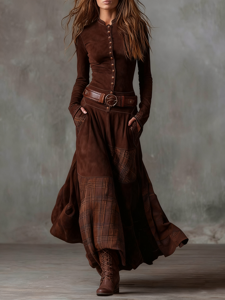 Azucena | Maxi Suede Dress with Belt