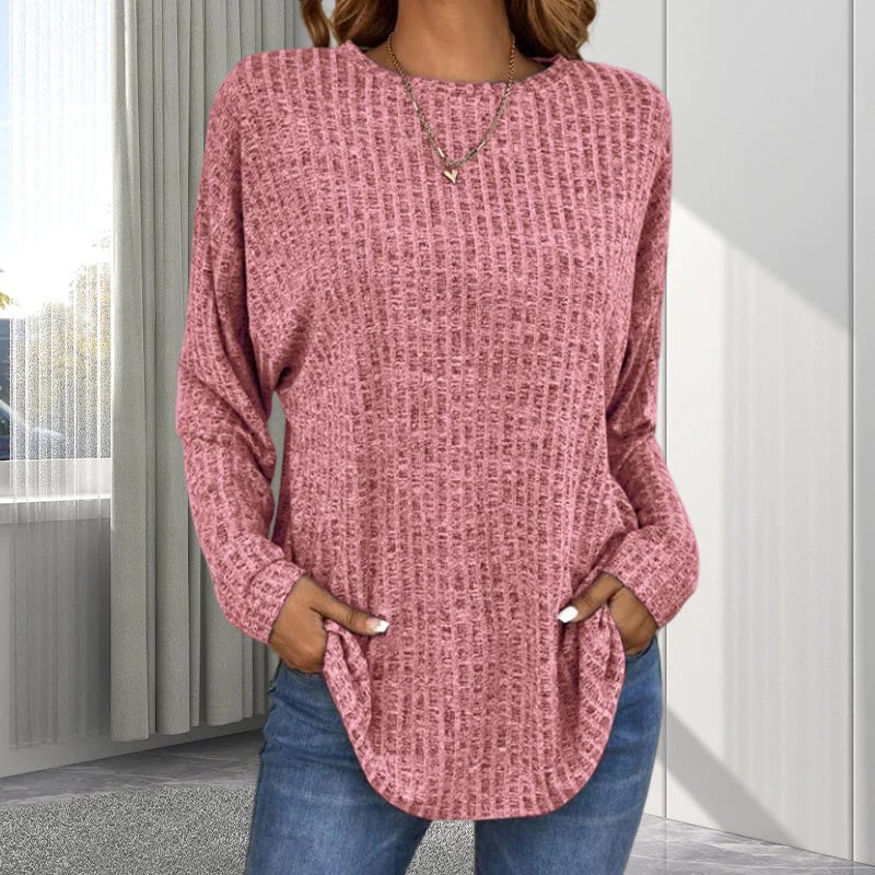 🌸Casual Long Sleeve Knit Sweater Soft Cotton Blend, Loose Fit & Multiple Colors!