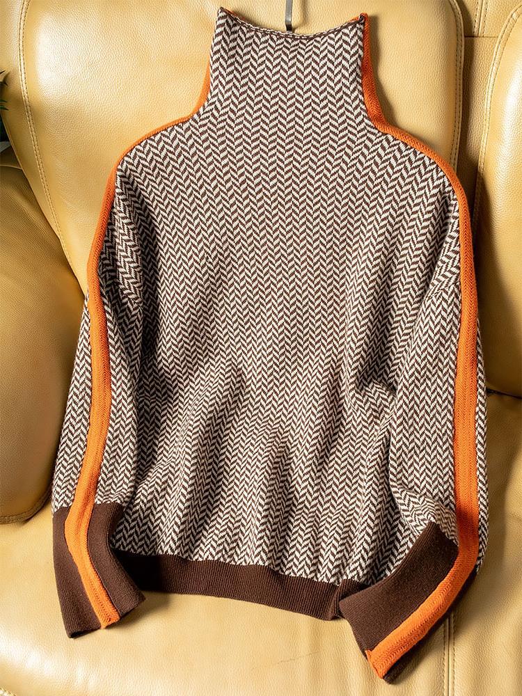 Carmen | Turtleneck Sweater with Contrasting Stripes
