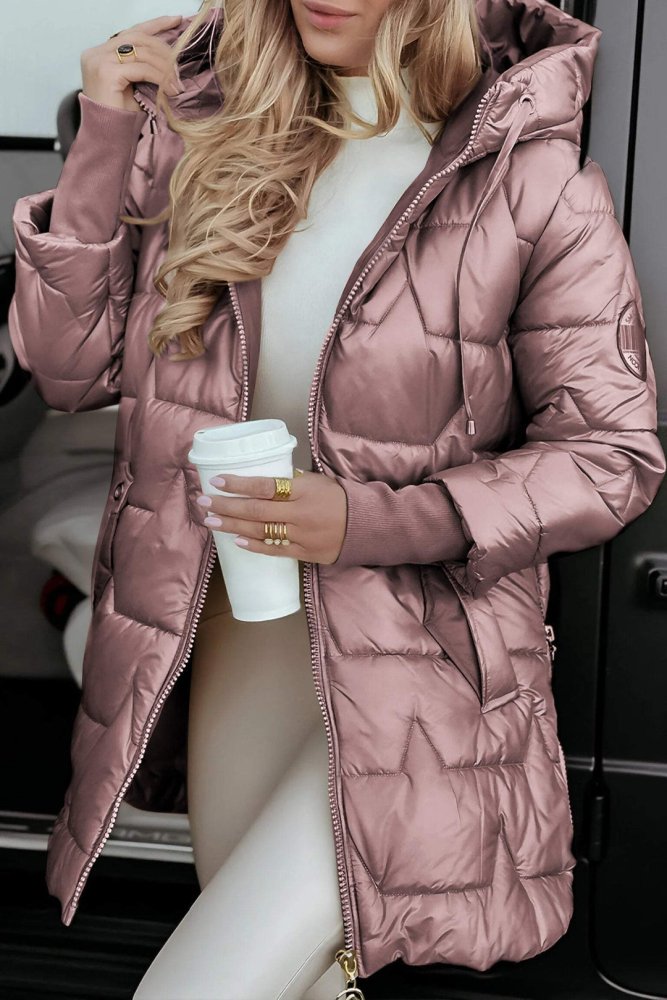 Lina | Long, warm quilted jacket with a spacious hood