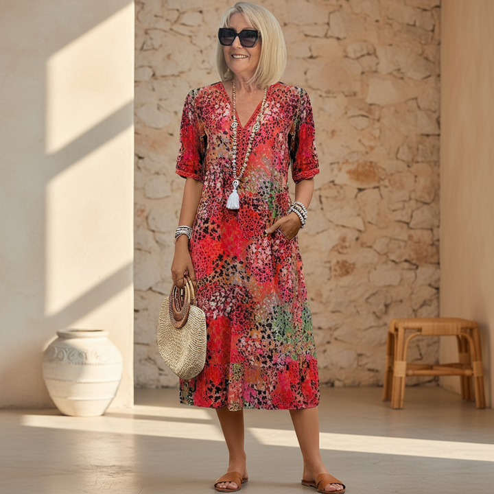 Elara | Elegant Printed Midi Dress