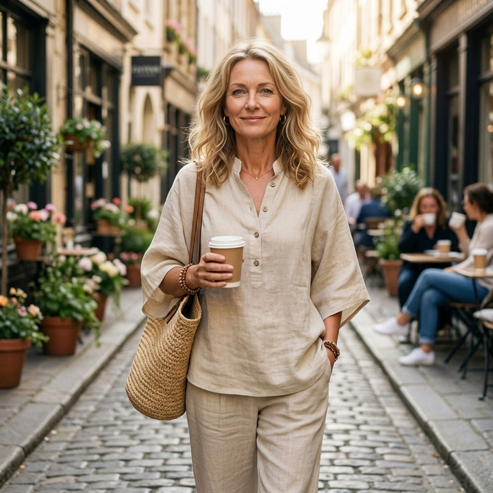 Elena | Casual Set in Cotton and Linen