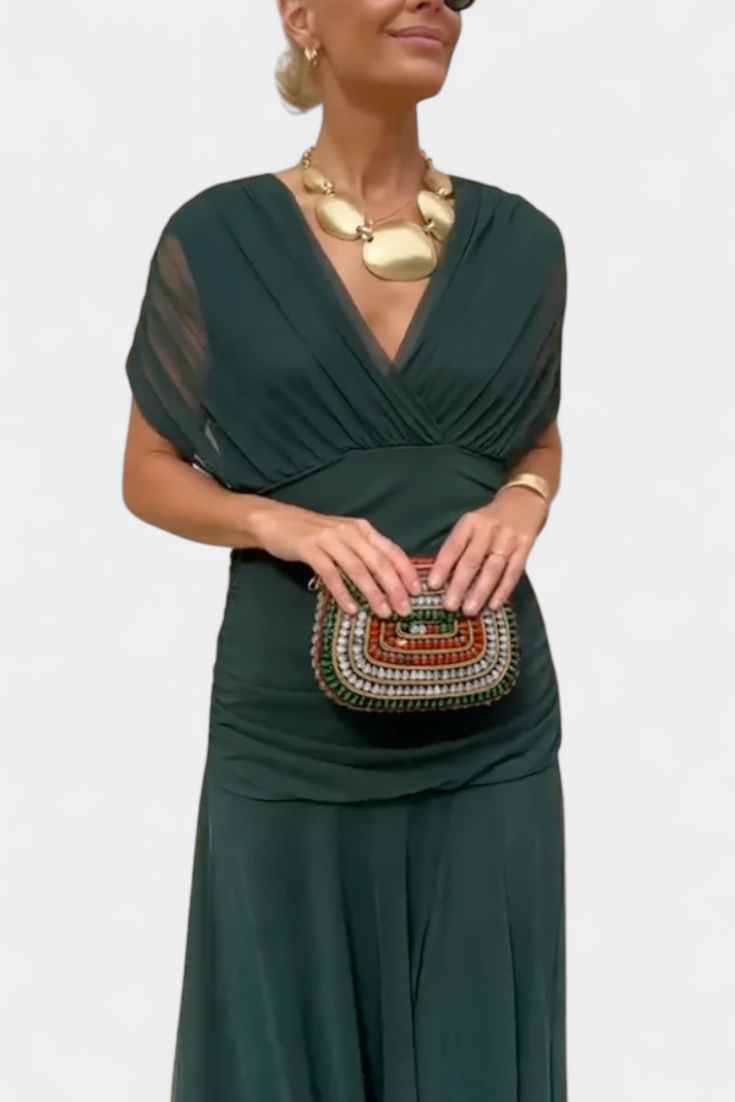 Ellison | Long Floral Dress with V-Neck