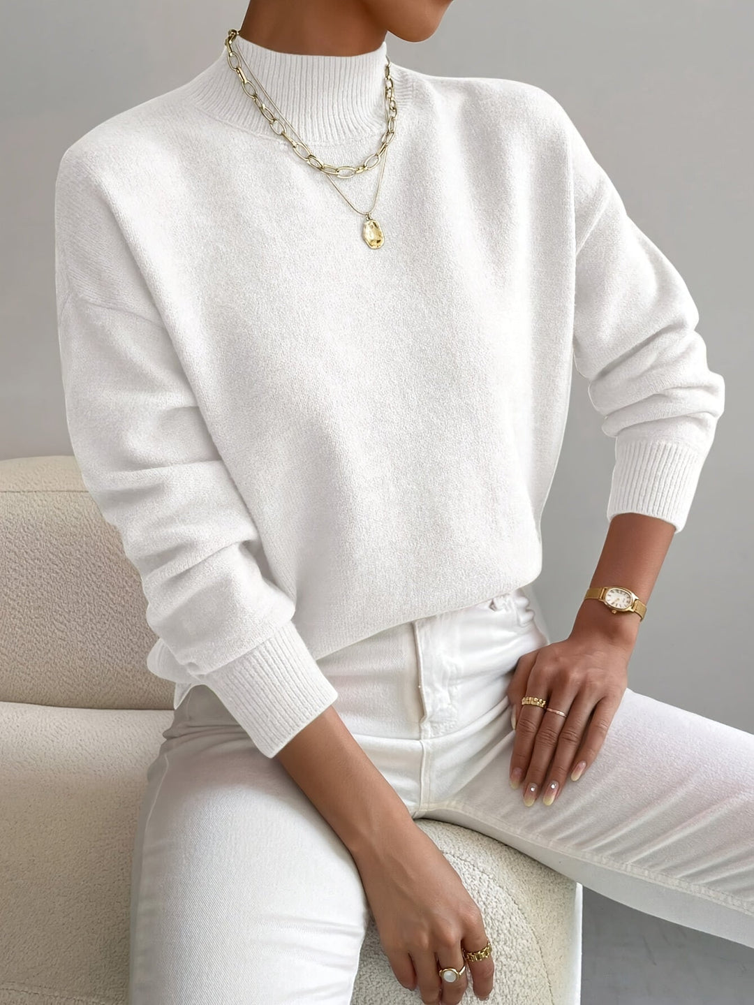 Soft Mock Neck Knit Sweater Eleanor