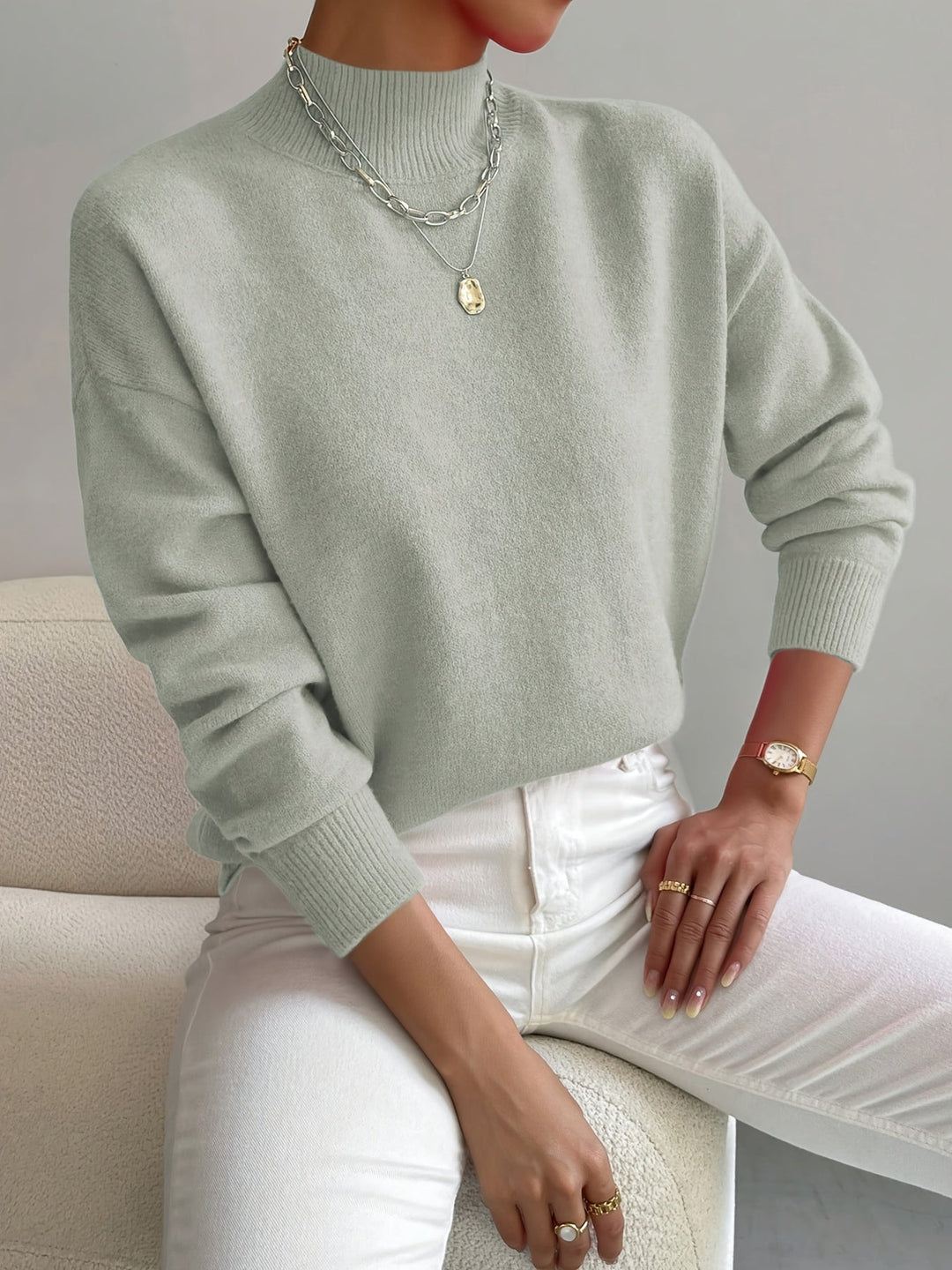 Soft Mock Neck Knit Sweater Eleanor