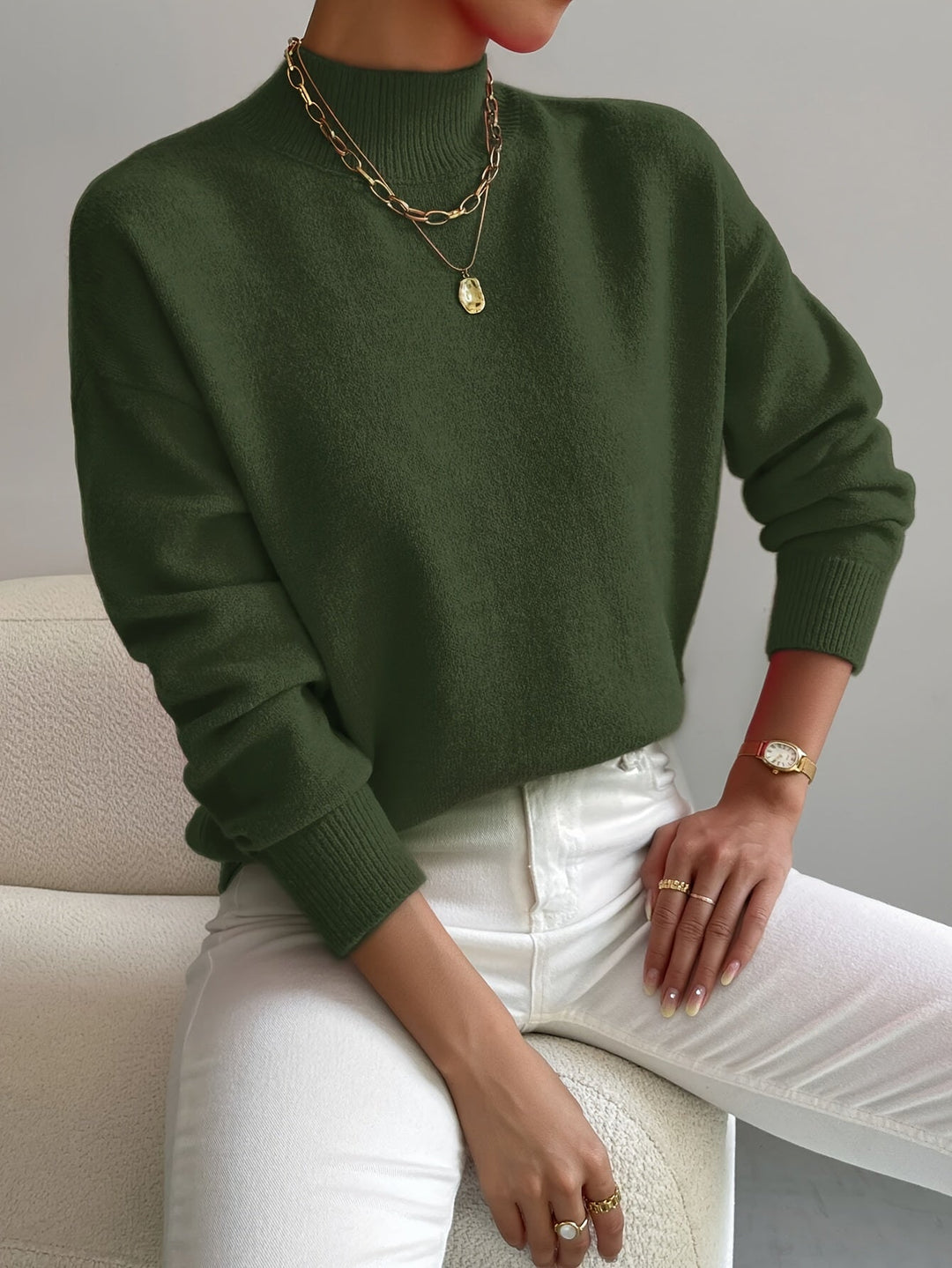 Soft Mock Neck Knit Sweater Eleanor